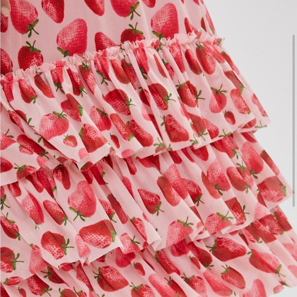 Eva Franco Anthropologie Strawberry Tiered Midi Skirt - Picture 4 of 10
